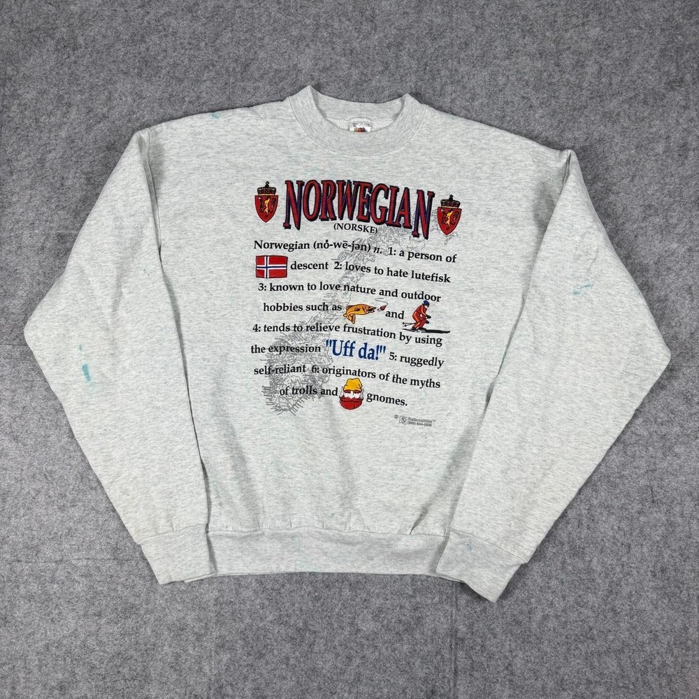Vintage 90s Norwegian Humor Comedy Crewneck Sweatshirt Size XL